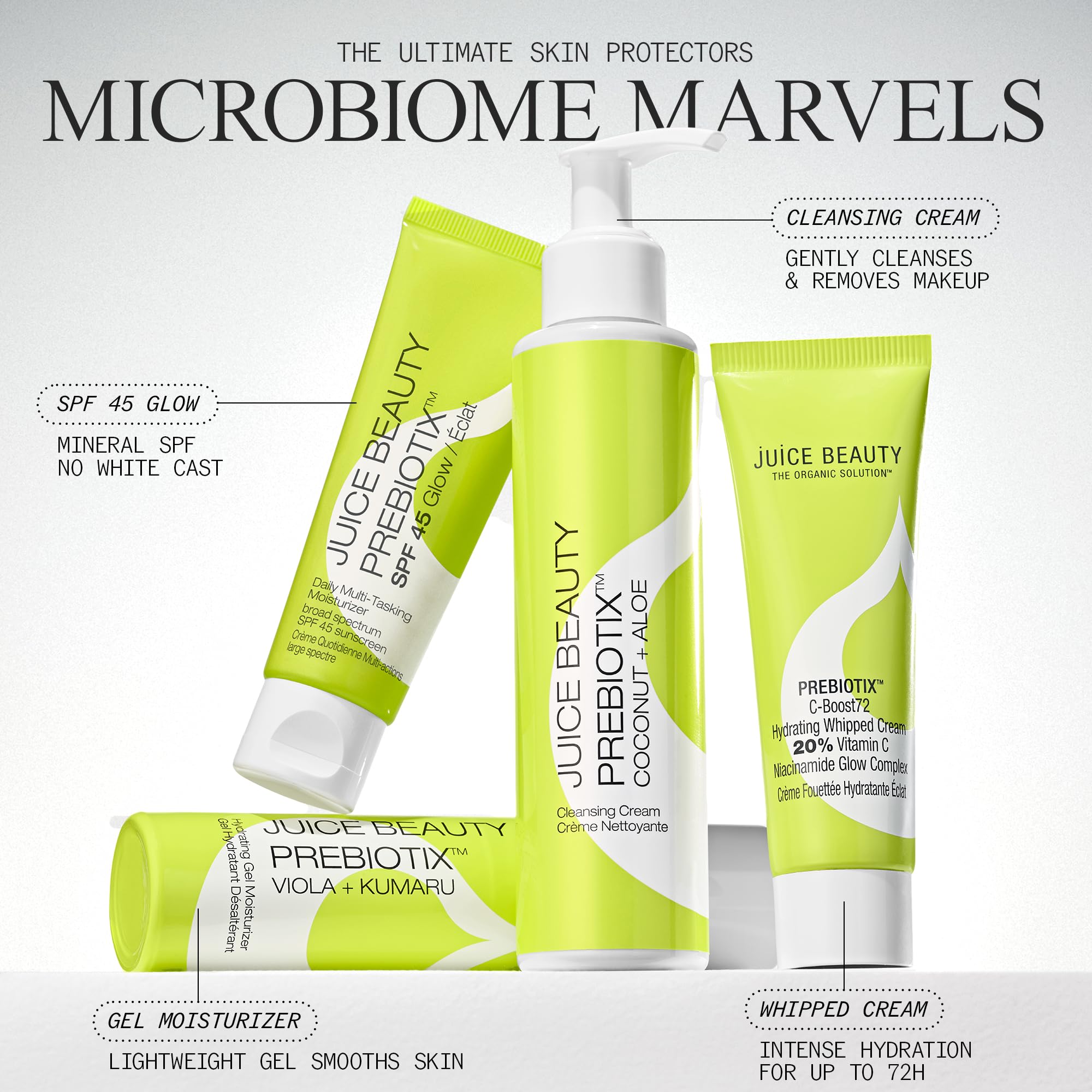 Juice Beauty PREBIOTIX daily AM and PM routine setup for skincare.