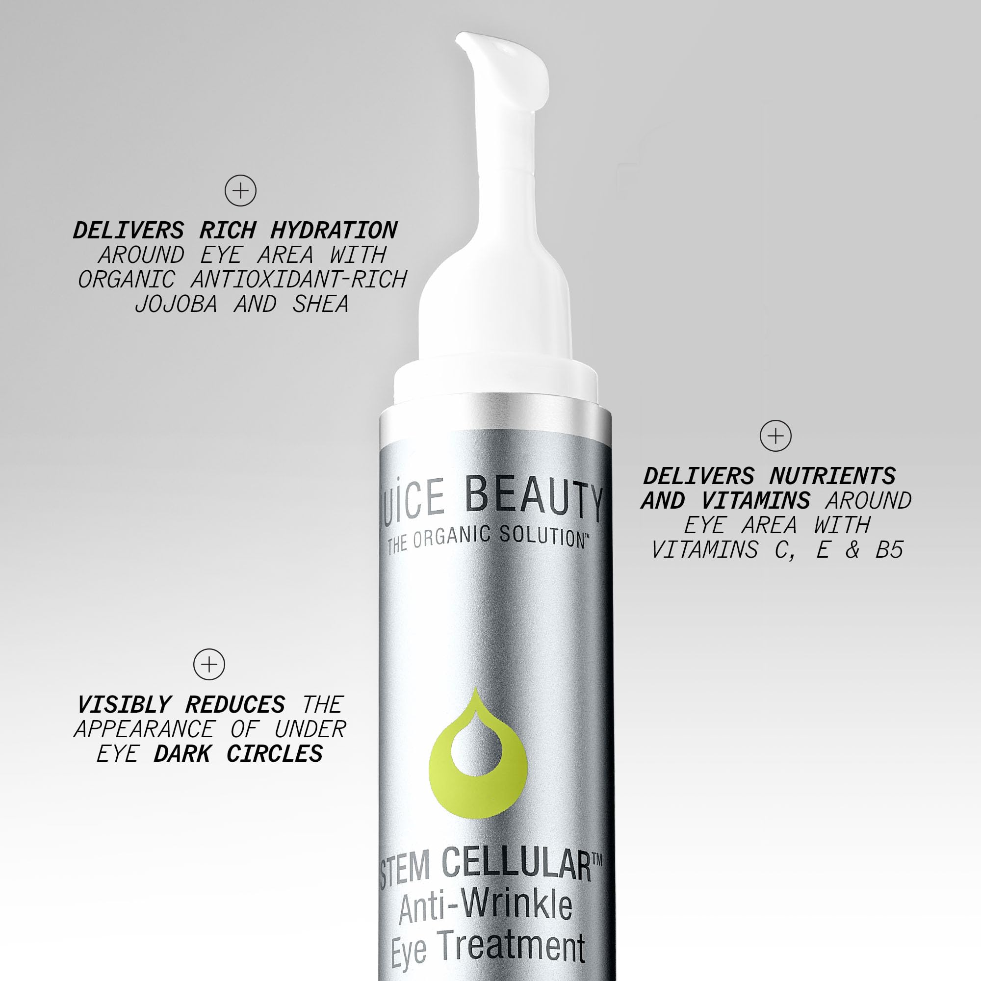 Juice Beauty silky gel texture close-up for smooth eye-area feel