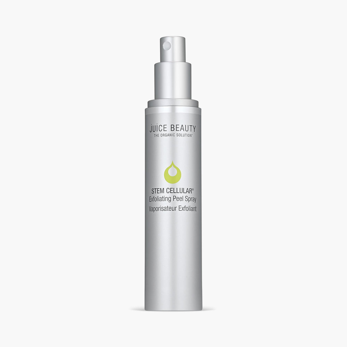 Juice Beauty Stem Cellular Exfoliating Peel Spray, bouteille 50ml, peau plus lisse après application.