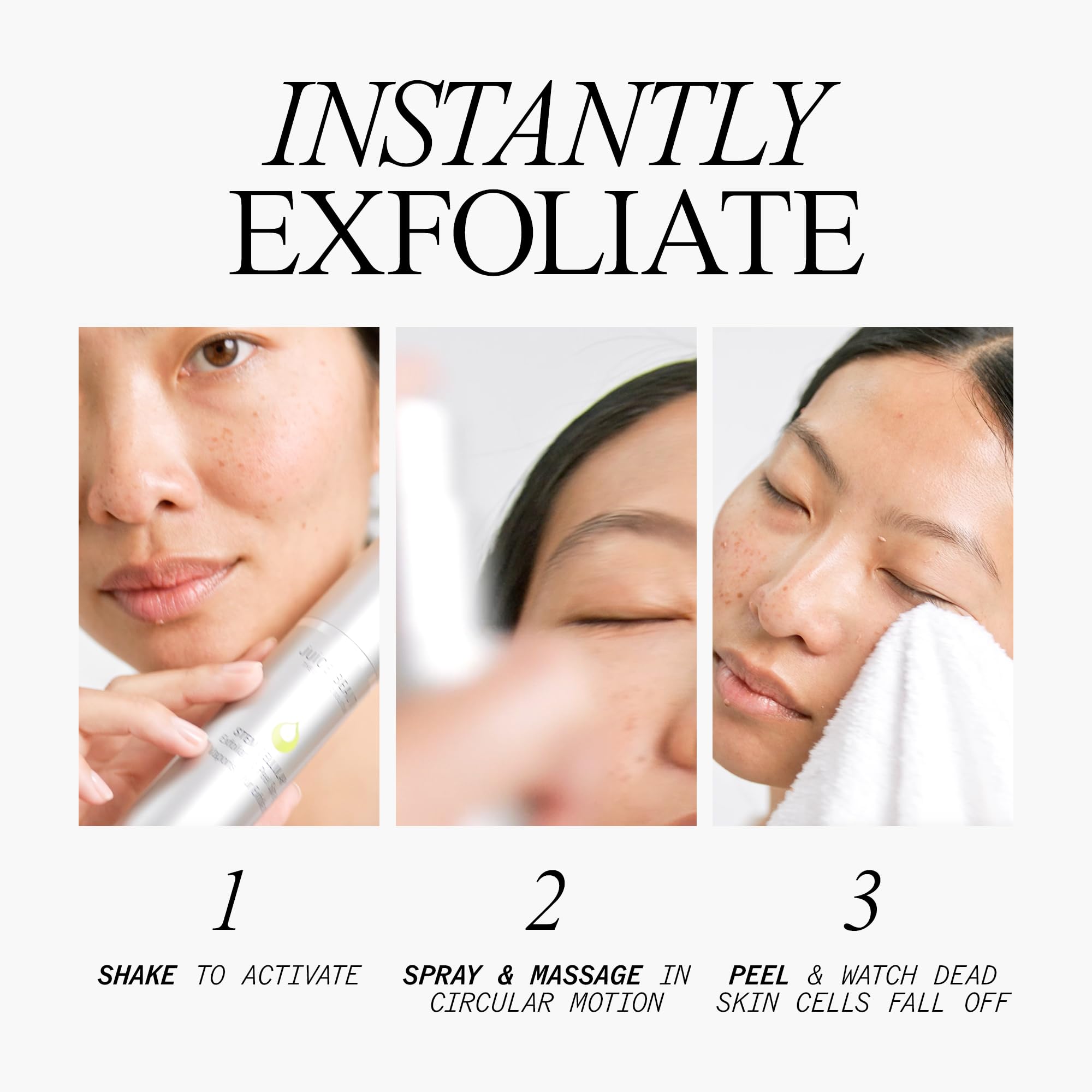 Avec Juice Beauty Stem Cellular Exfoliating Peel Spray, ingrédients naturels pour rafraîchir la peau.