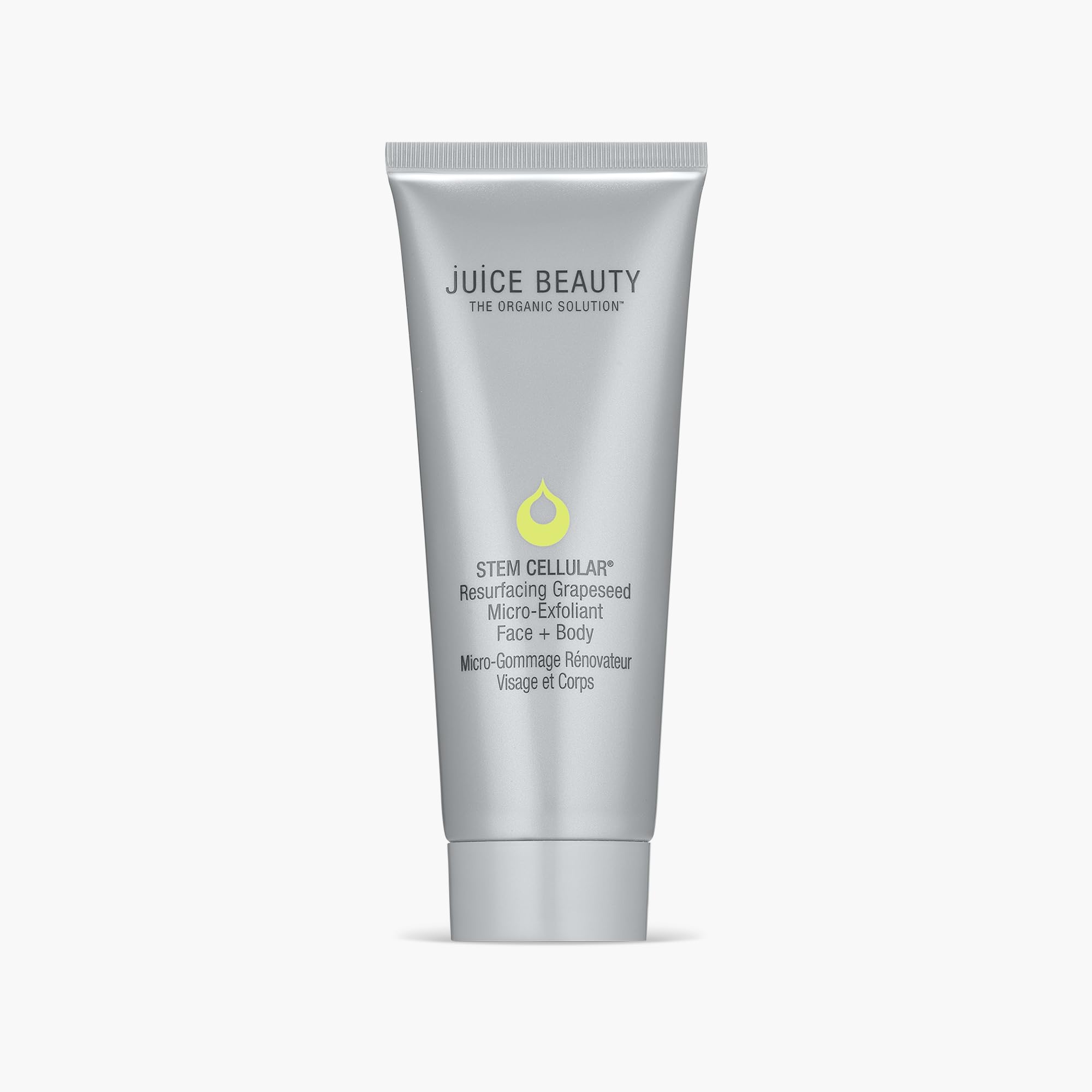 Juice Beauty Stem Cellular Grapeseed Micro-Exfoliant on the face, promoting smoother skin.