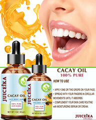 Juiceika Cacay Oil on hair nourishes dry scalp and adds shine.