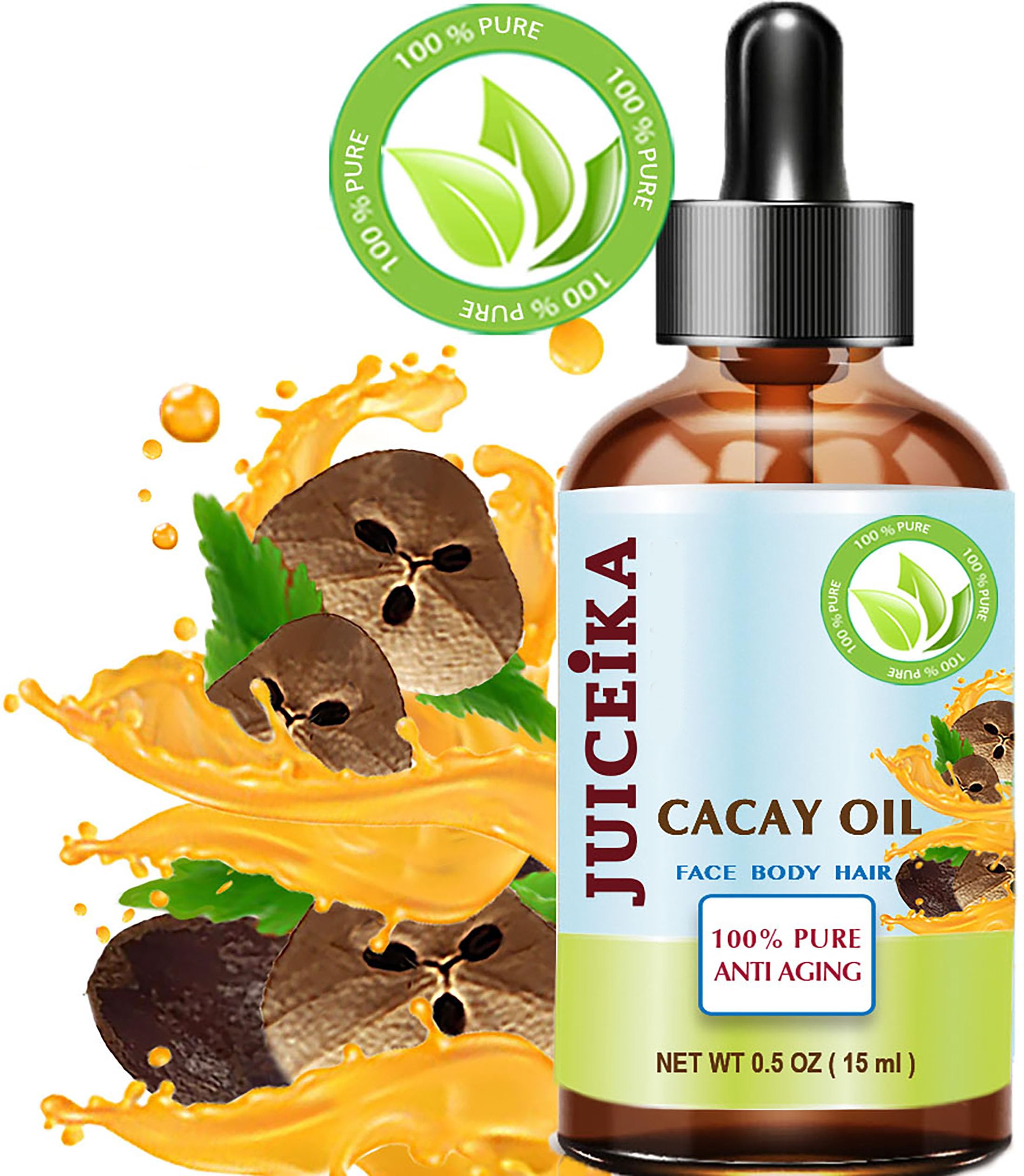 Juiceika Cacay Oil pour demonstrates easy, non-greasy application.