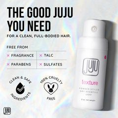 Juju Chan travel size dry shampoo pump provides mess-free, portable freshness.