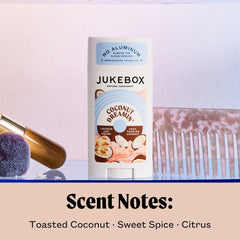 JUKEBOX Coconut Dreamin' scent notes highlighting toasted coconut, sweet spice, and citrus aroma.