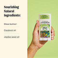 JUKEBOX Natural ingredients blend with shea, jojoba, coconut for skin-friendly care.