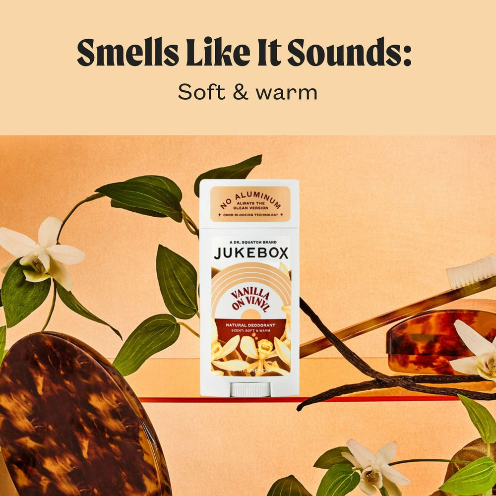 Scent notes image highlighting vanilla, ylang ylang, amber in JUKEBOX fragrance.