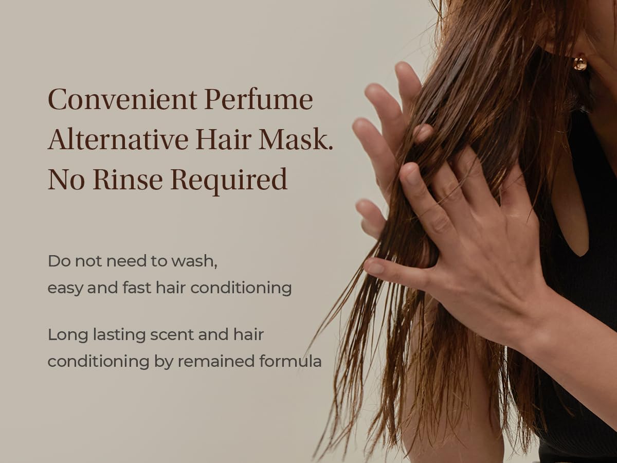 JUL7ME Fragrance Hair Pack Urban Rose on hair application demonstrates easy smoothing and fragrance.