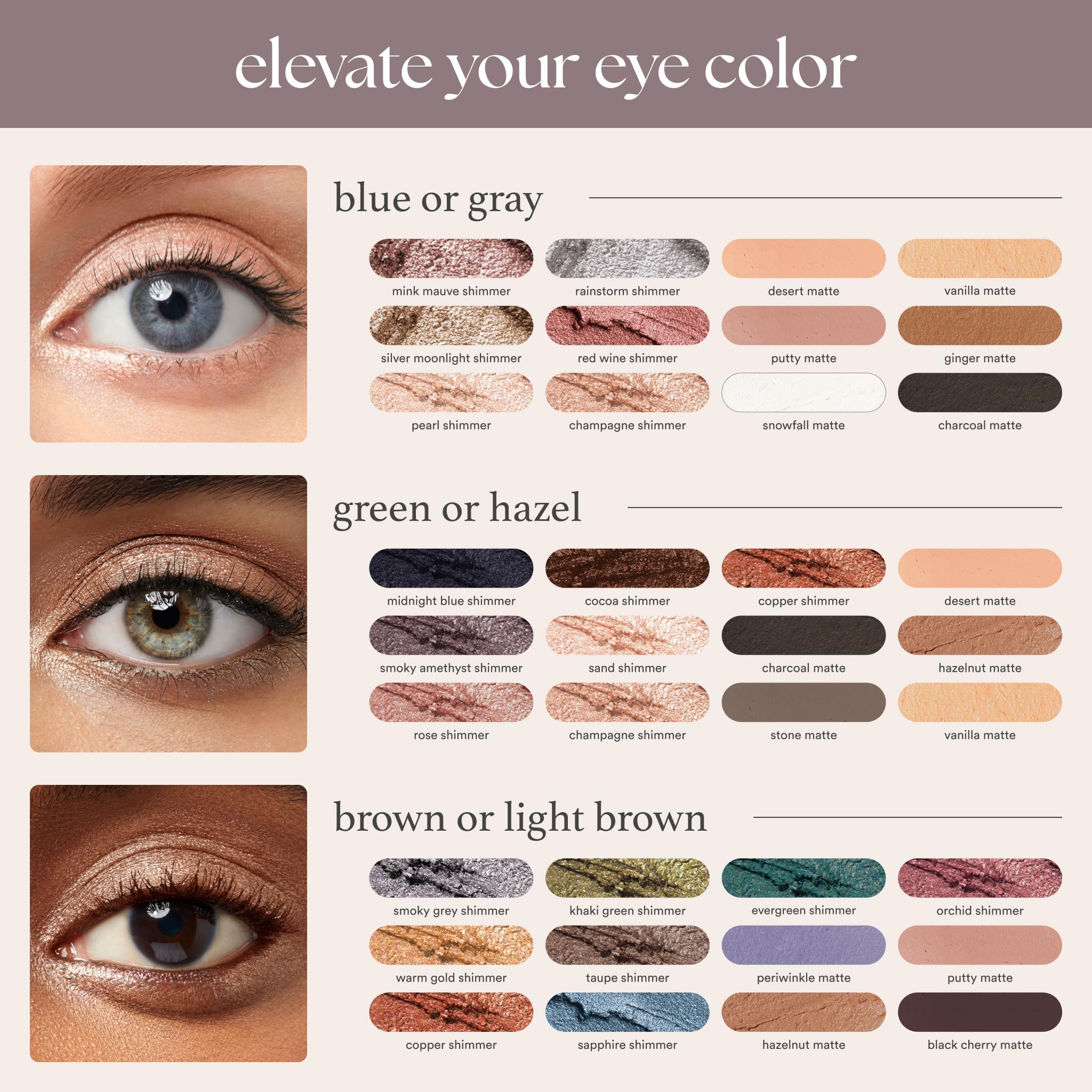 Julep Eyeshadow 101 Long-Lasting Mauve Shimmer holds color through day-to-night wear.