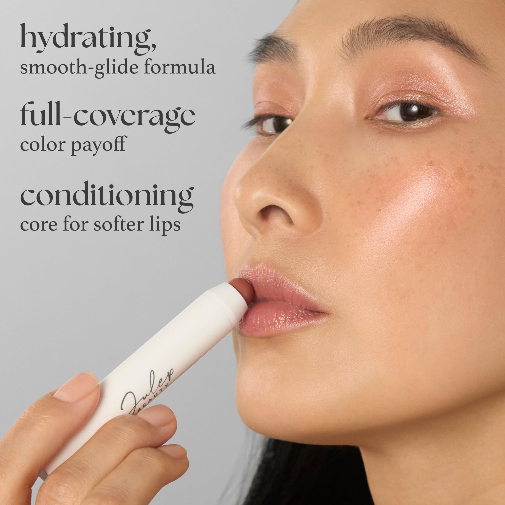 Brown Sugar swatch on lips reveals creamy, moisturizing feel.