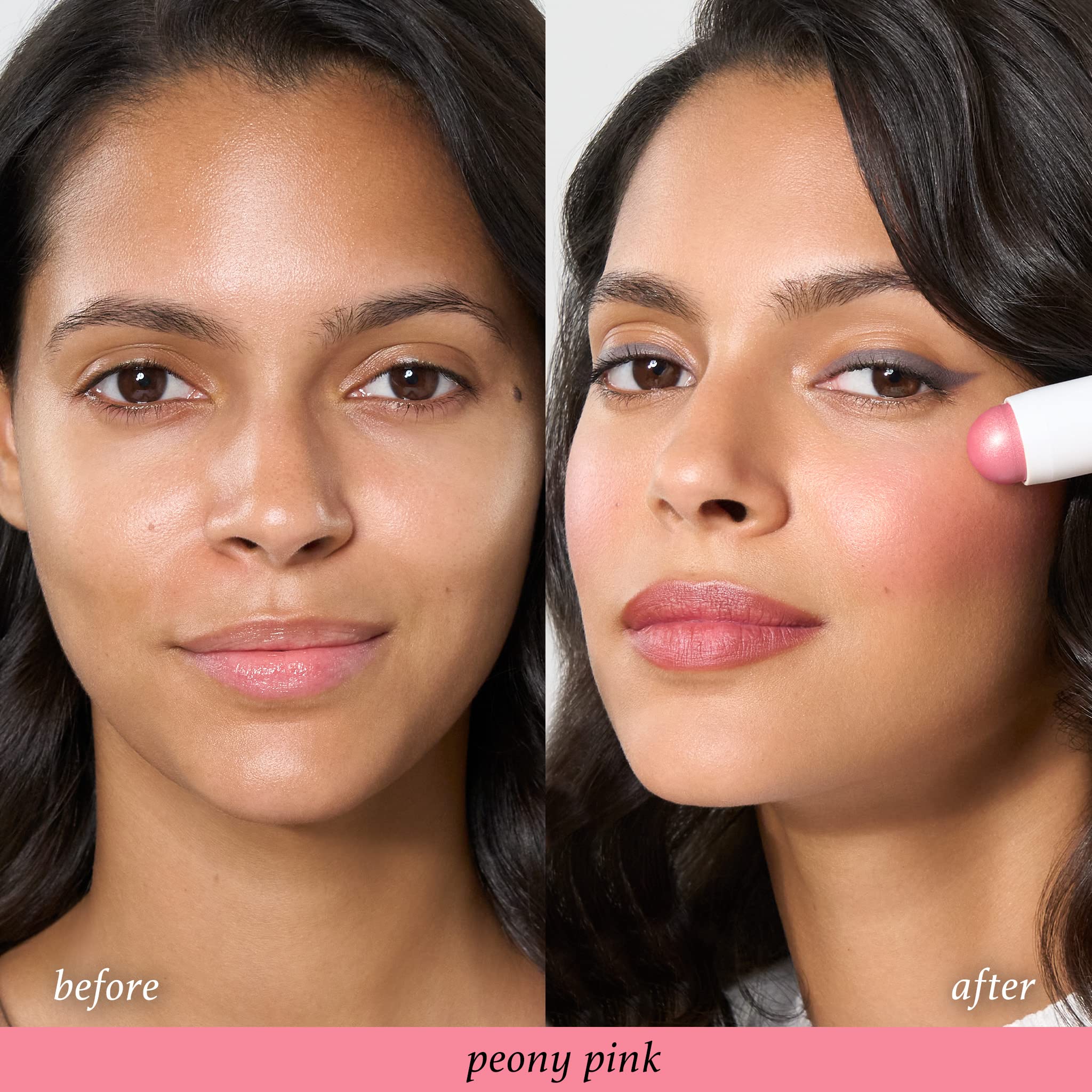 Julep Skip The Brush Blush Stick Peony Pink cream-to-powder texture for soft finish