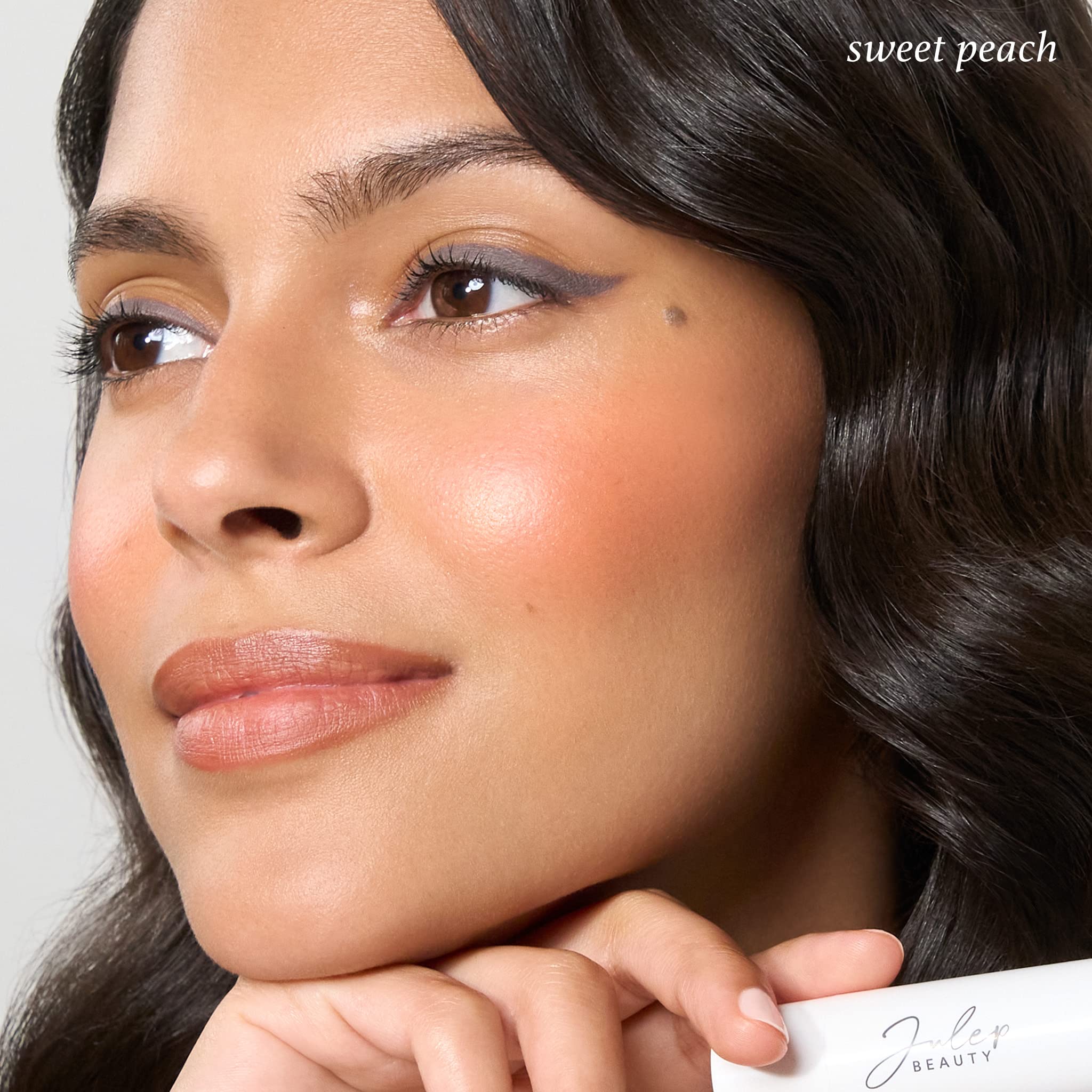 Julep Skip The Brush Blush Stick Sweet Peach lip and cheek versatility.