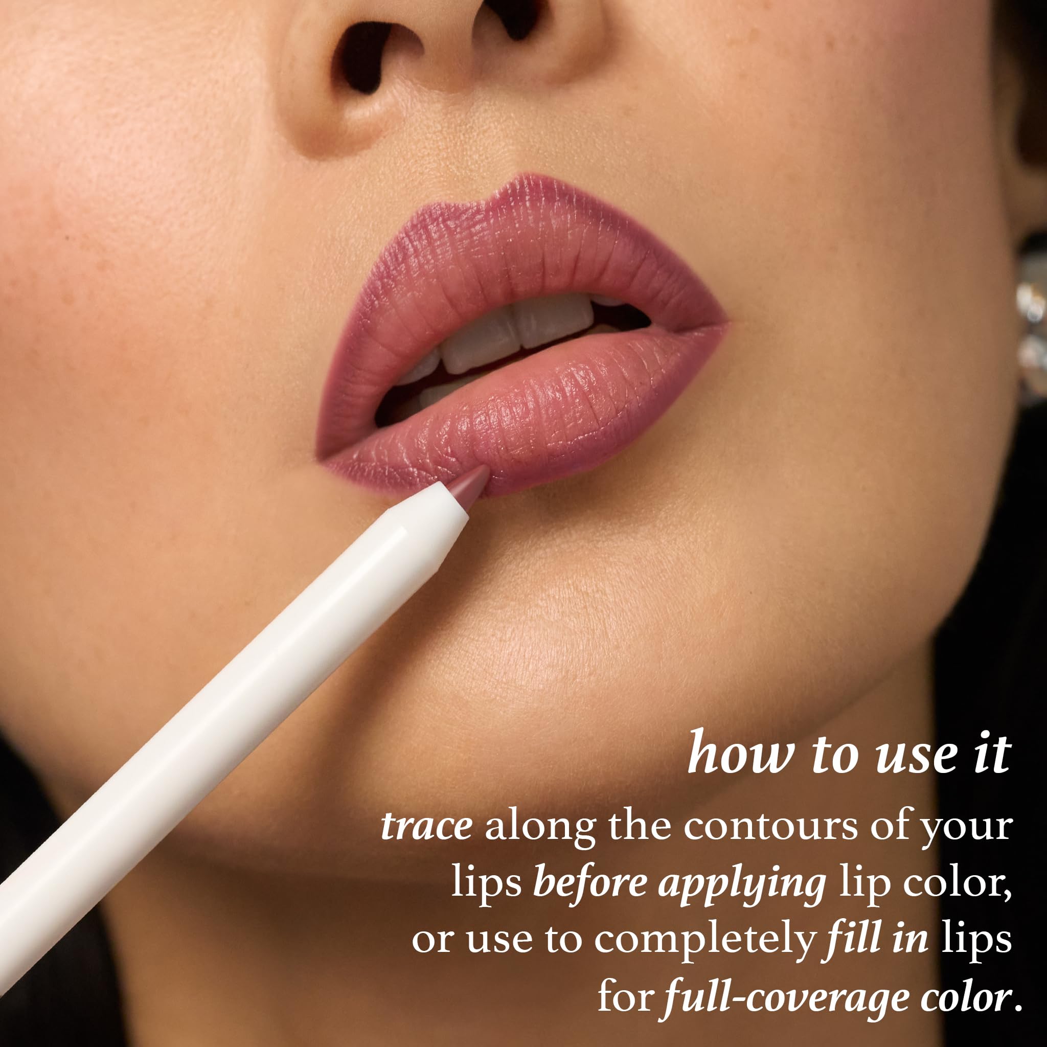 Julep Trace Retractable Lip Liner Spiced Clove swatch defines the pout.