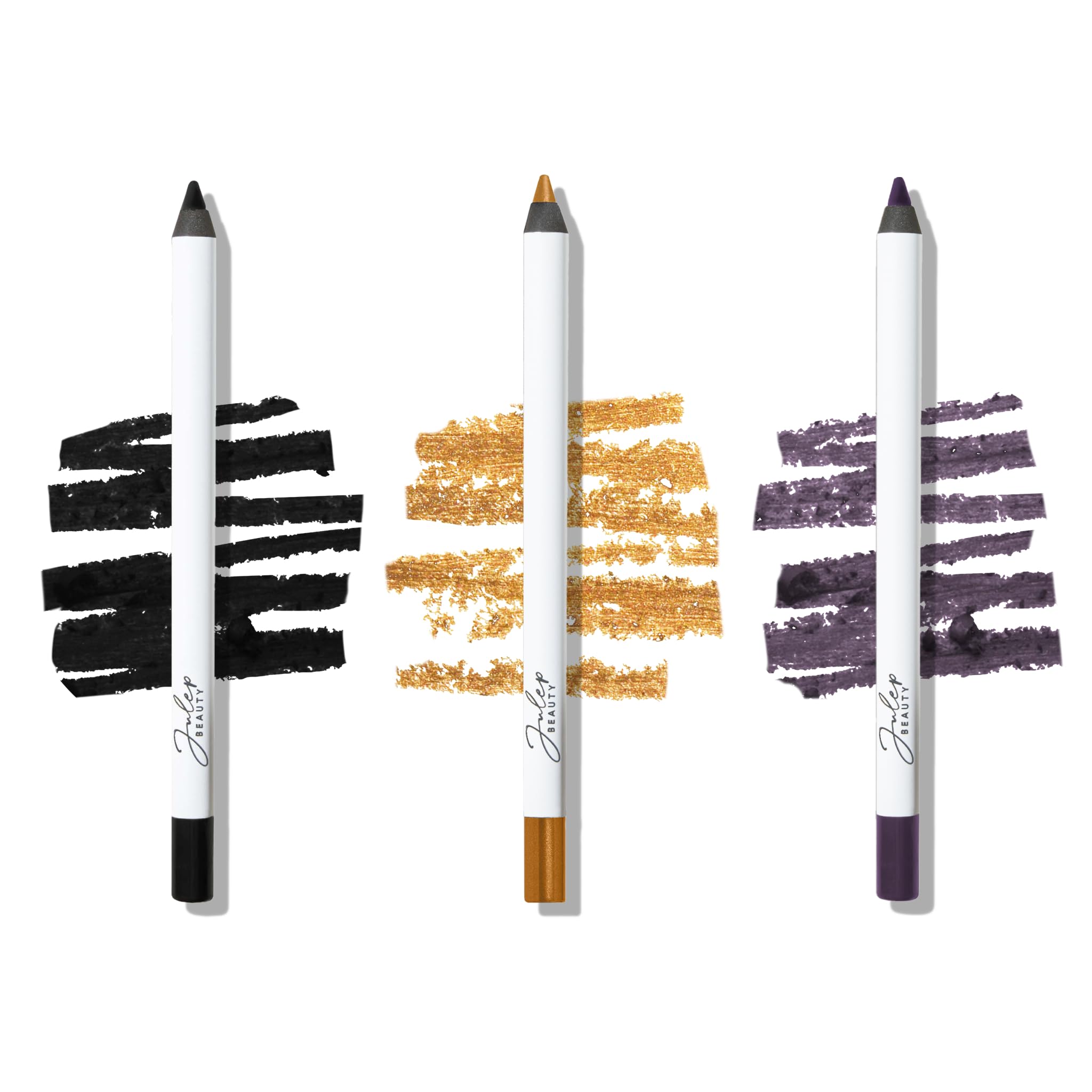 Julep When Pencil Met Gel Eyeliner Trio Blackest Black swatches for a precise, long-lasting line.