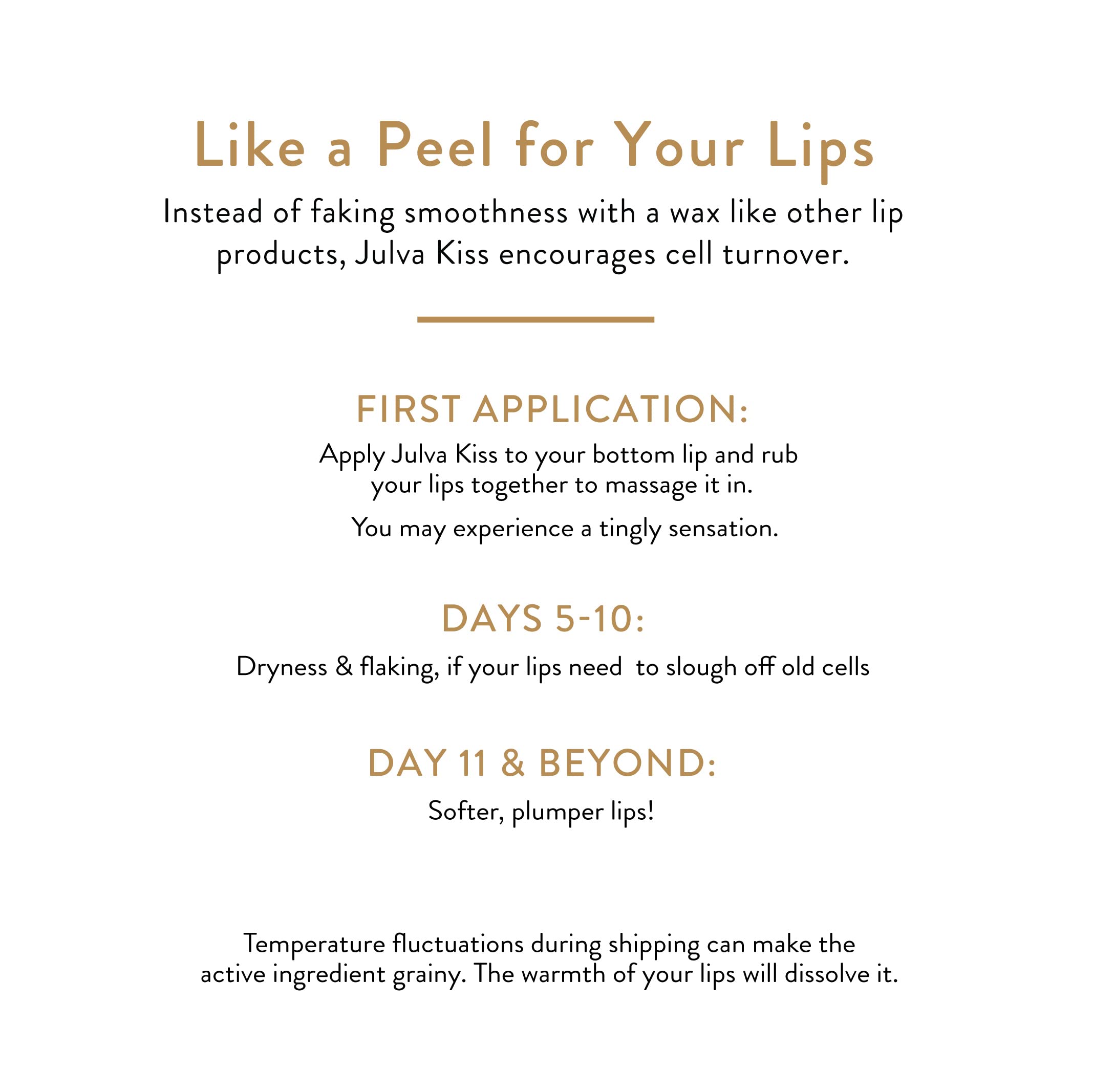 Julva Kiss Lip Renewal Complex soothing texture for dry lips.