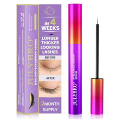 JULYBRO lash serum bottle close-up showing precise root application