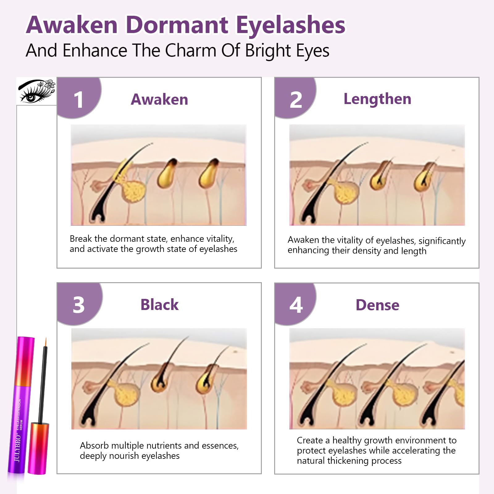JULYBRO clear gel texture ready for easy application on lashes