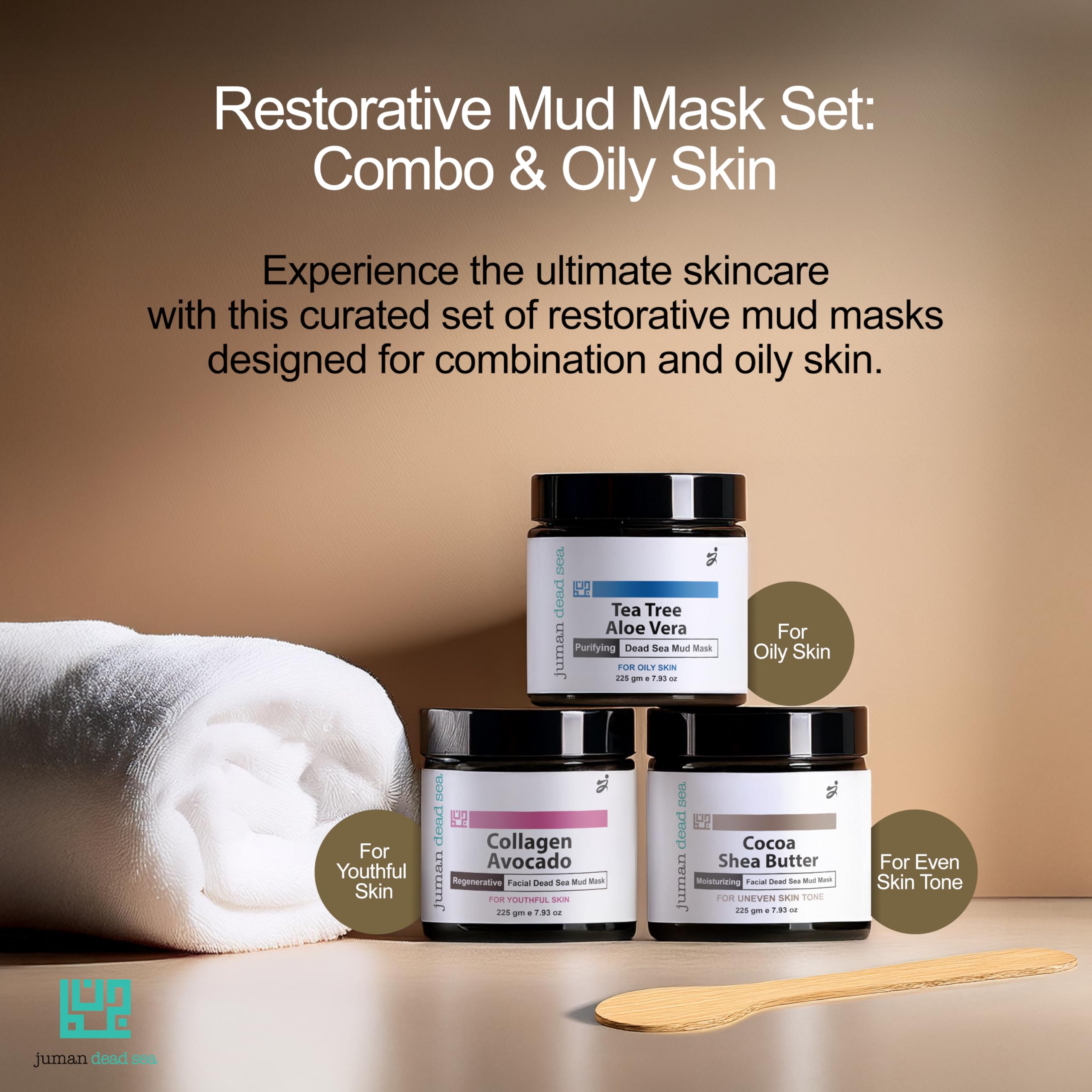 JUMAN Dead Sea minerals mud mask texture close-up highlighting mineral-rich formula for hydration.