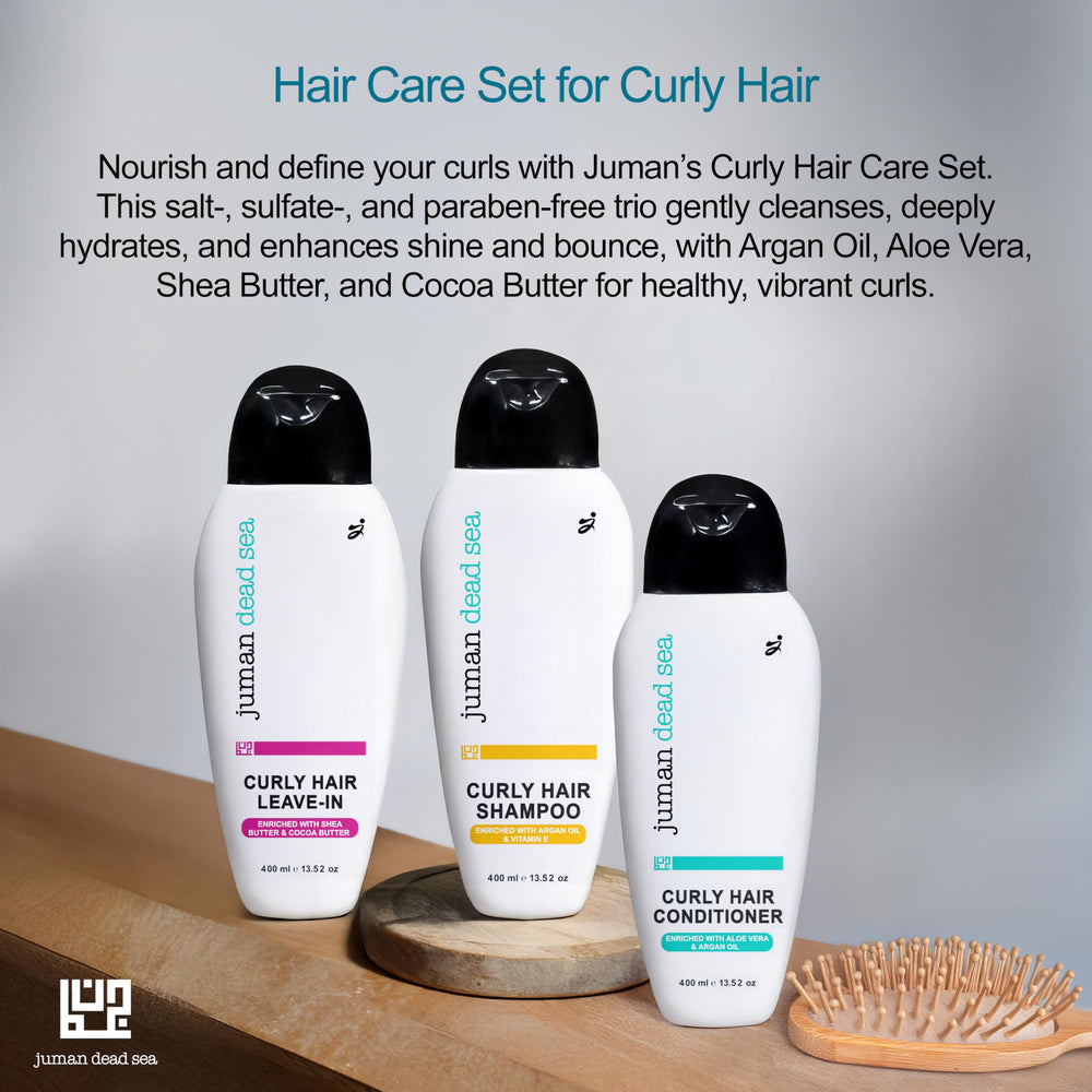 JUMAN Dead Sea Minerals Curly Conditioner tube enhances detangling and softness for bouncy curls