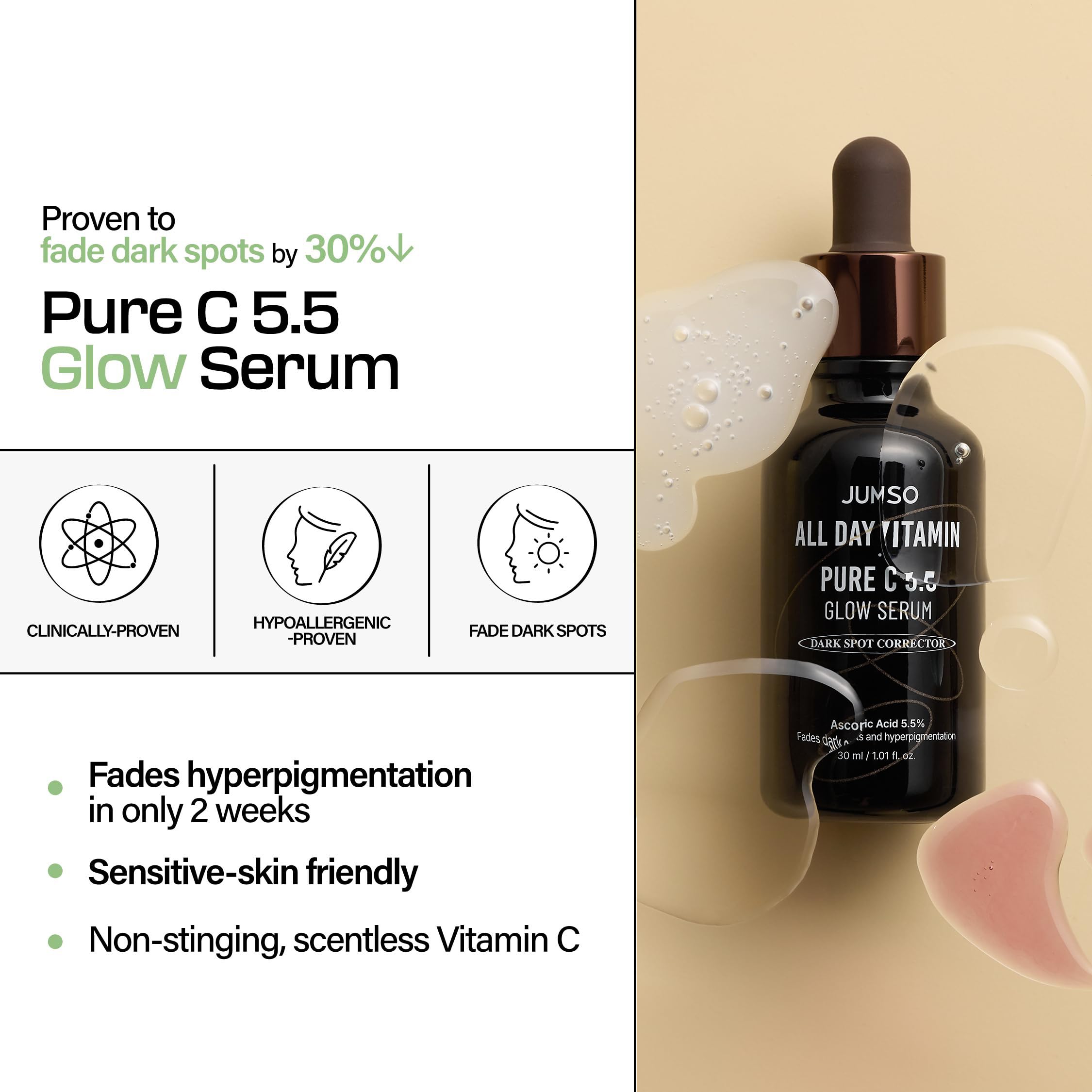JUMISO serum dropper application shows precise dosing during daily skincare routine.