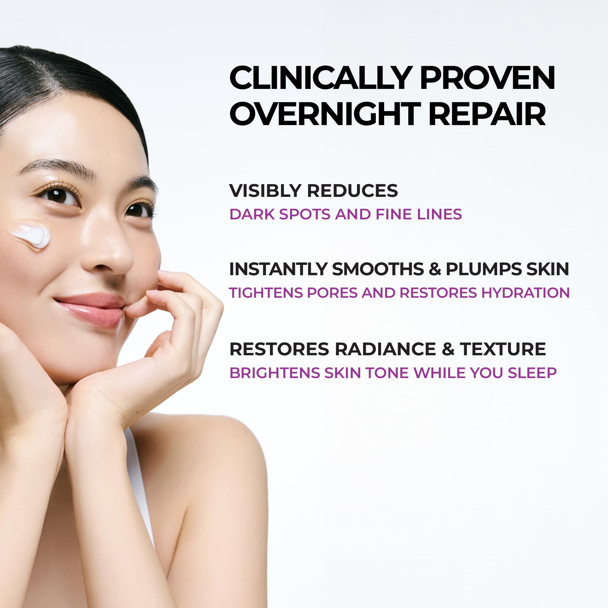 JUMISO night mask application closeup showing capsule melt interaction with gel.
