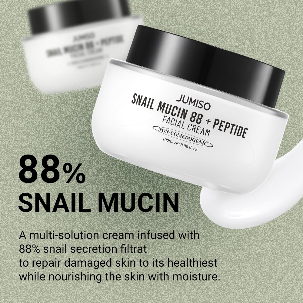 JUMISO Snail Mucin 88-Peptide Cream application step illustrating routine use