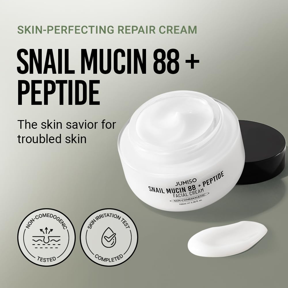 JUMISO Snail Mucin 88-Peptide Cream texture swatch demonstrates quick absorption