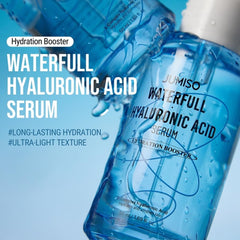 JUMISO Waterfull Hyaluronic Acid Serum close-up on label and clear formula