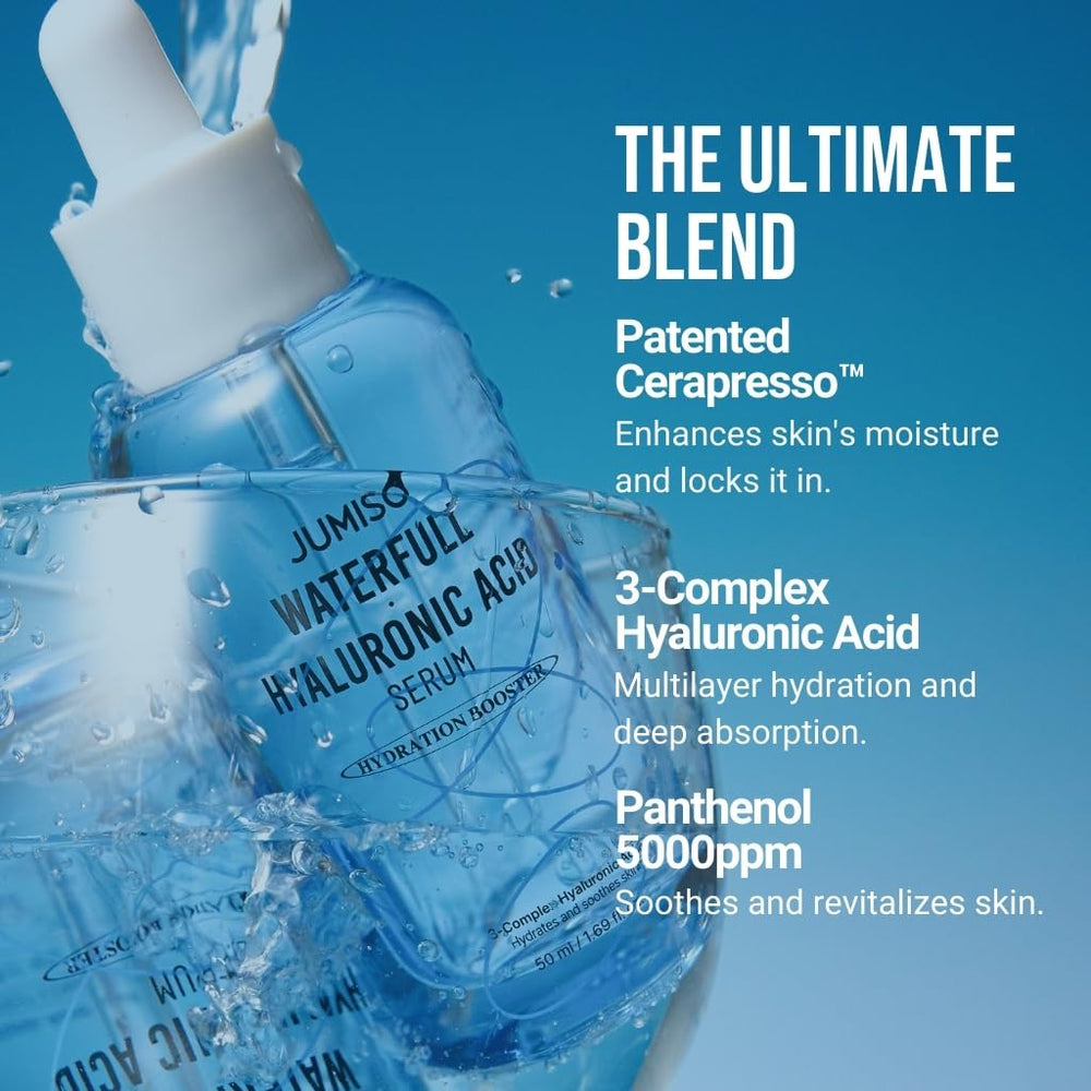 JUMISO Waterfull Hyaluronic Acid Serum applied to damp skin for better absorption