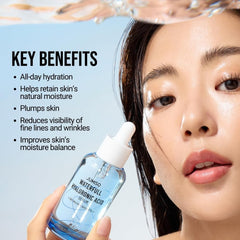 JUMISO Waterfull Hyaluronic Acid Serum texture swatch showing light, hydrating consistency