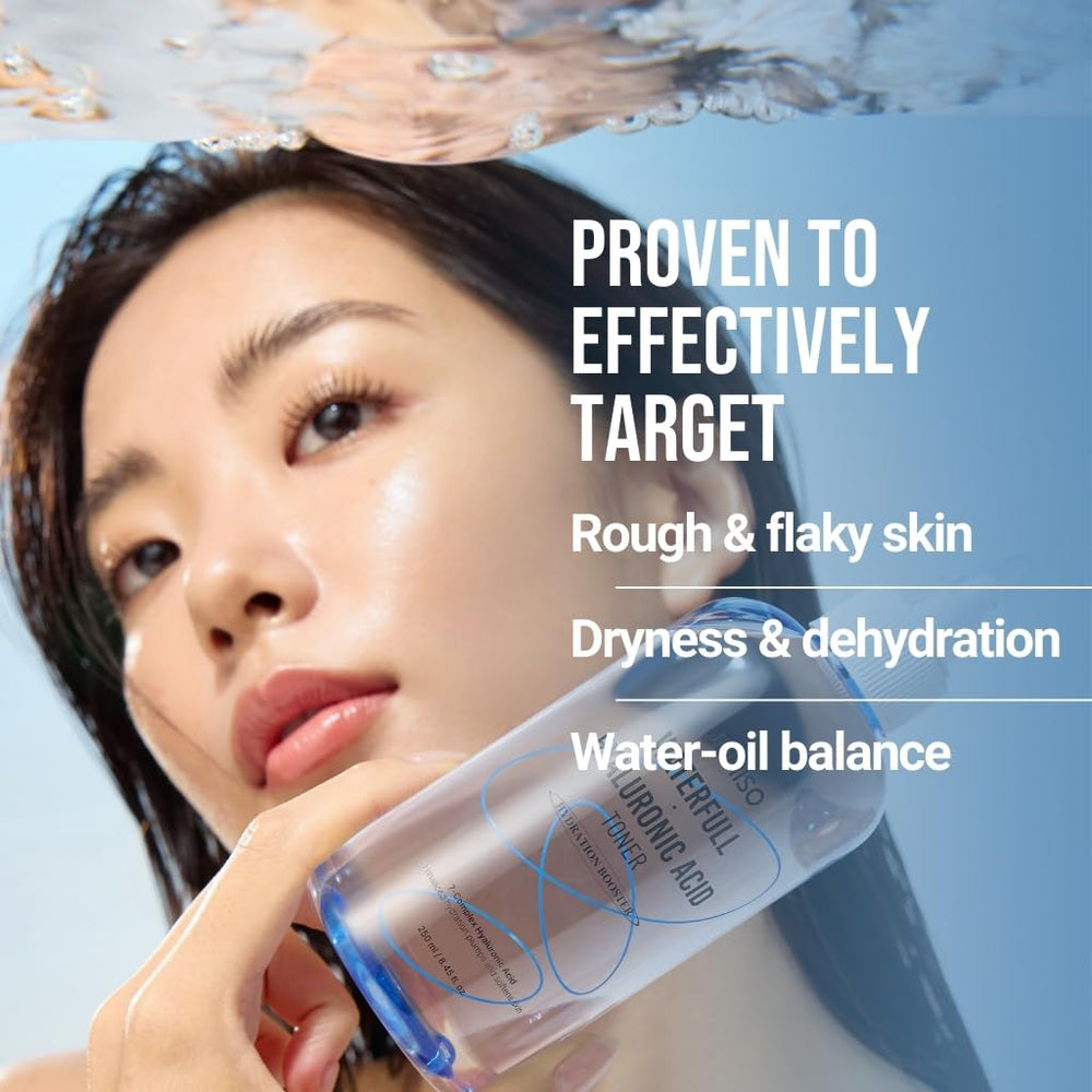 JUMISO Waterfull Hyaluronic Toner application on cheeks delivers refreshing hydration without heaviness.