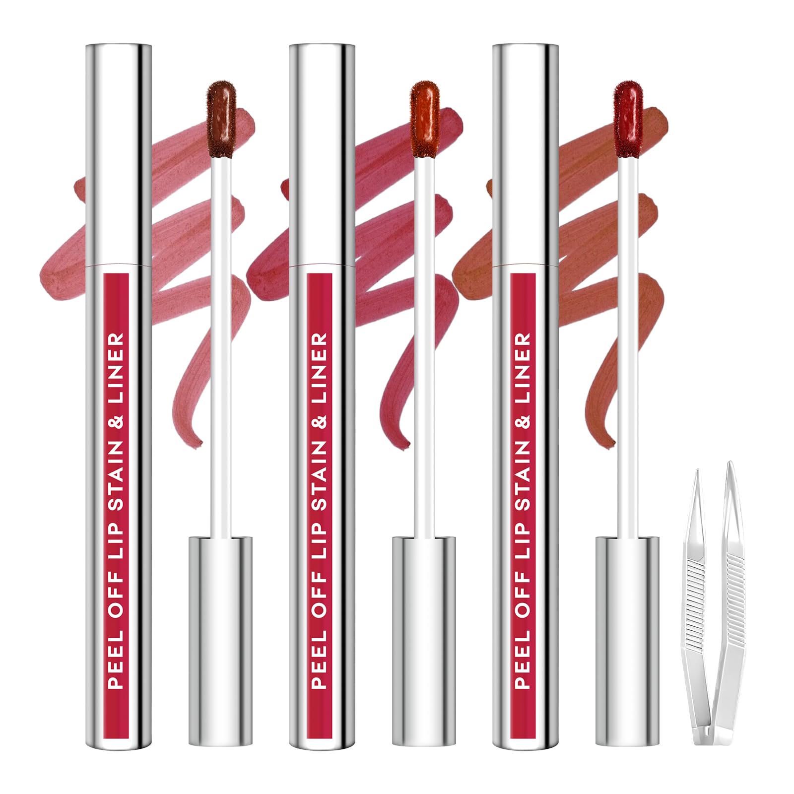 JUNECODE lip stain peel-off set with tweezer for precise application and easy removal.