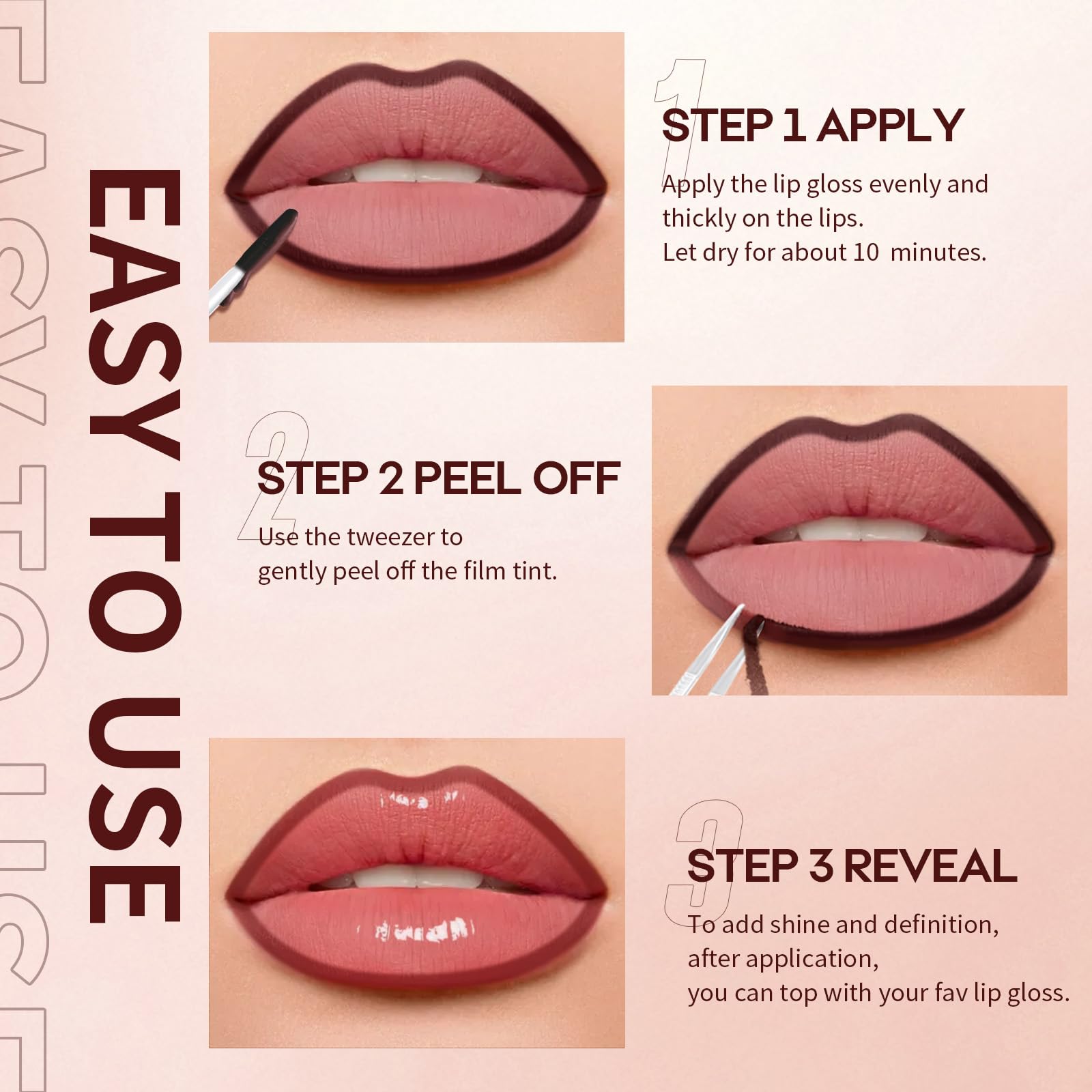 Pigmented lip tint in nude to red range by JUNECODE.