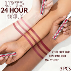 Tweezer-guided lip stain application by JUNECODE enables clean lines.