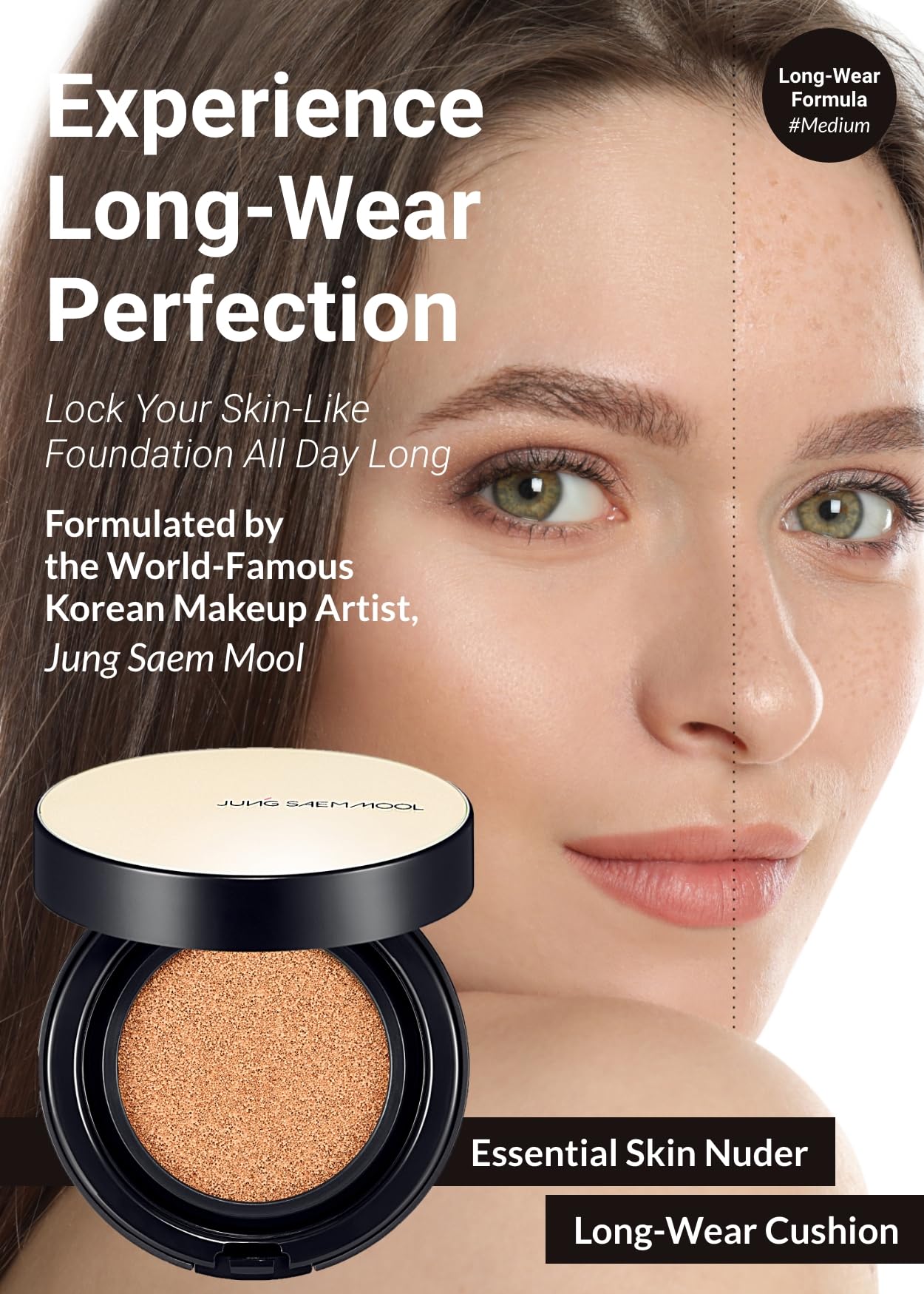 Jung Saem Mool cushion with applicator puff for quick blending.
