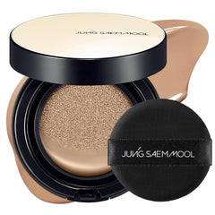 Jung Saem Mool Essential Skin Nuder Cushion close-up reveals radiant, skin-like finish.