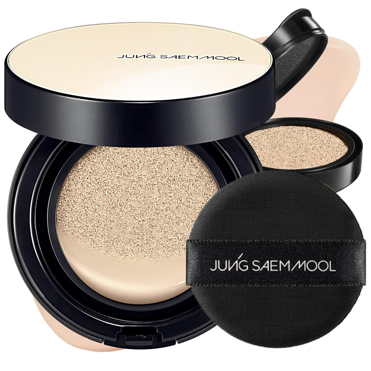Jung Saem Mool SPF Essential Skin Nude Cushion compact open for quick, on-the-go coverage.