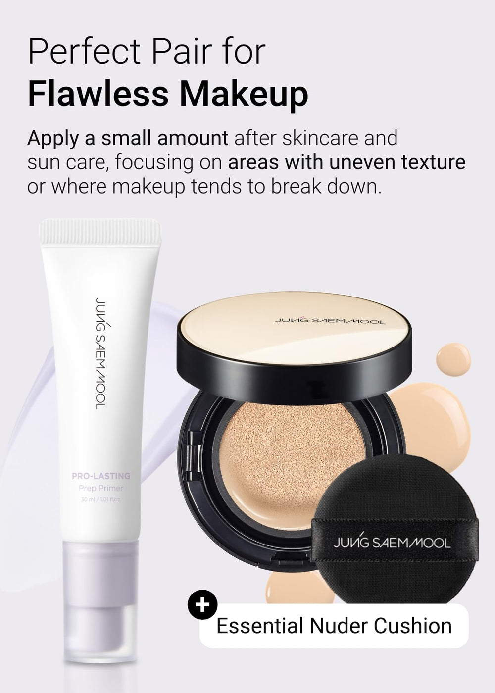 Jung Saem Mool Pro-Lasting Prep Primer Bare-lavender close-up reveals velvety finish.