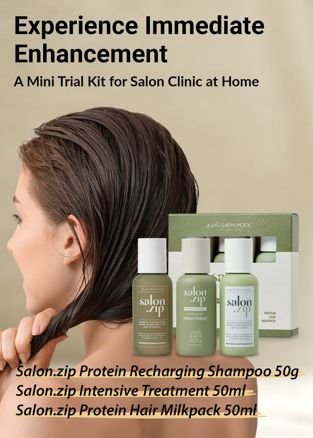 Jung Saem Mool Salon.ZIP recharging shampoo 50g close-up for on-the-go care