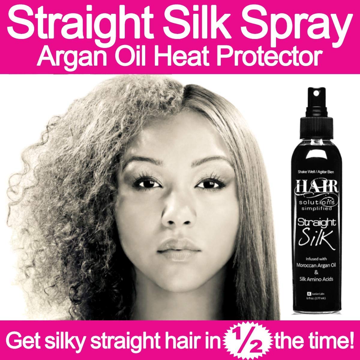 Cruelty-free and vegan logo on JuniorLabs Straight Silk Spray packaging.