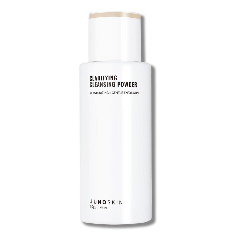 Juno & Co cleansing-powder-dispense shows neat powder handling for daily cleansing