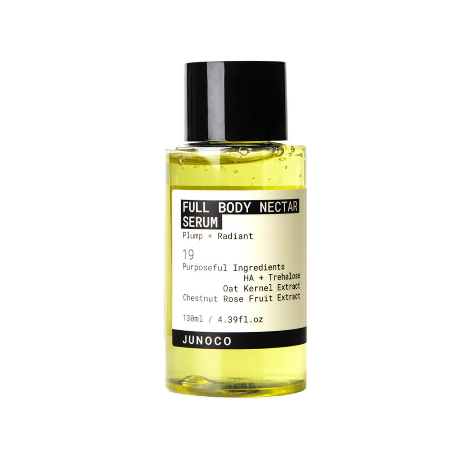 JUNO & Co Full Body Nectar Serum bottle pour showing lightweight hydration for daily use