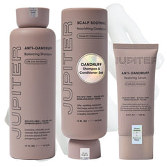 Jupiter Balance Shampoo bottle displaying anti-dandruff formula for clearer scalp