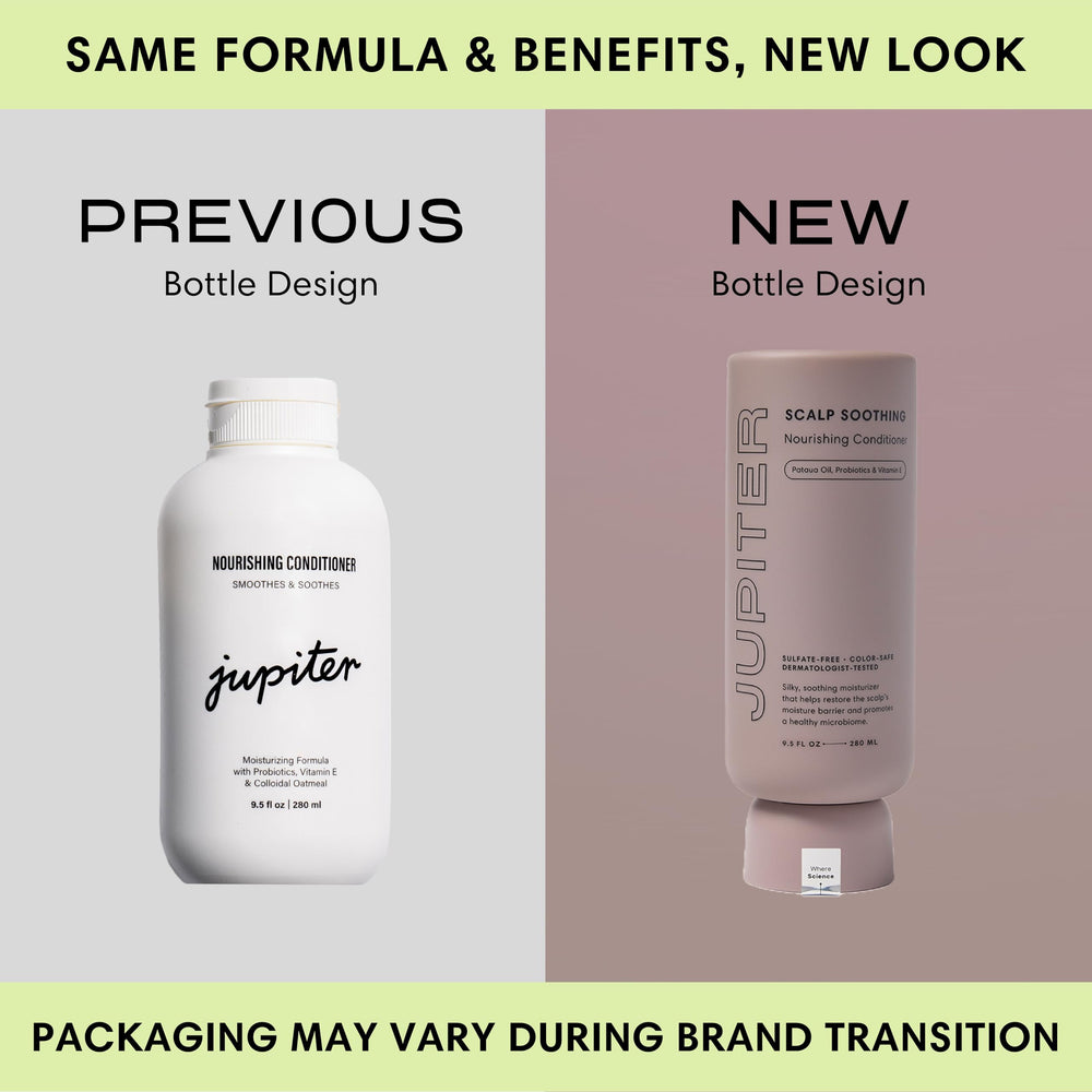 Jupiter Nourishing Conditioner being dispensed demonstrates easy application and smooth detangling.