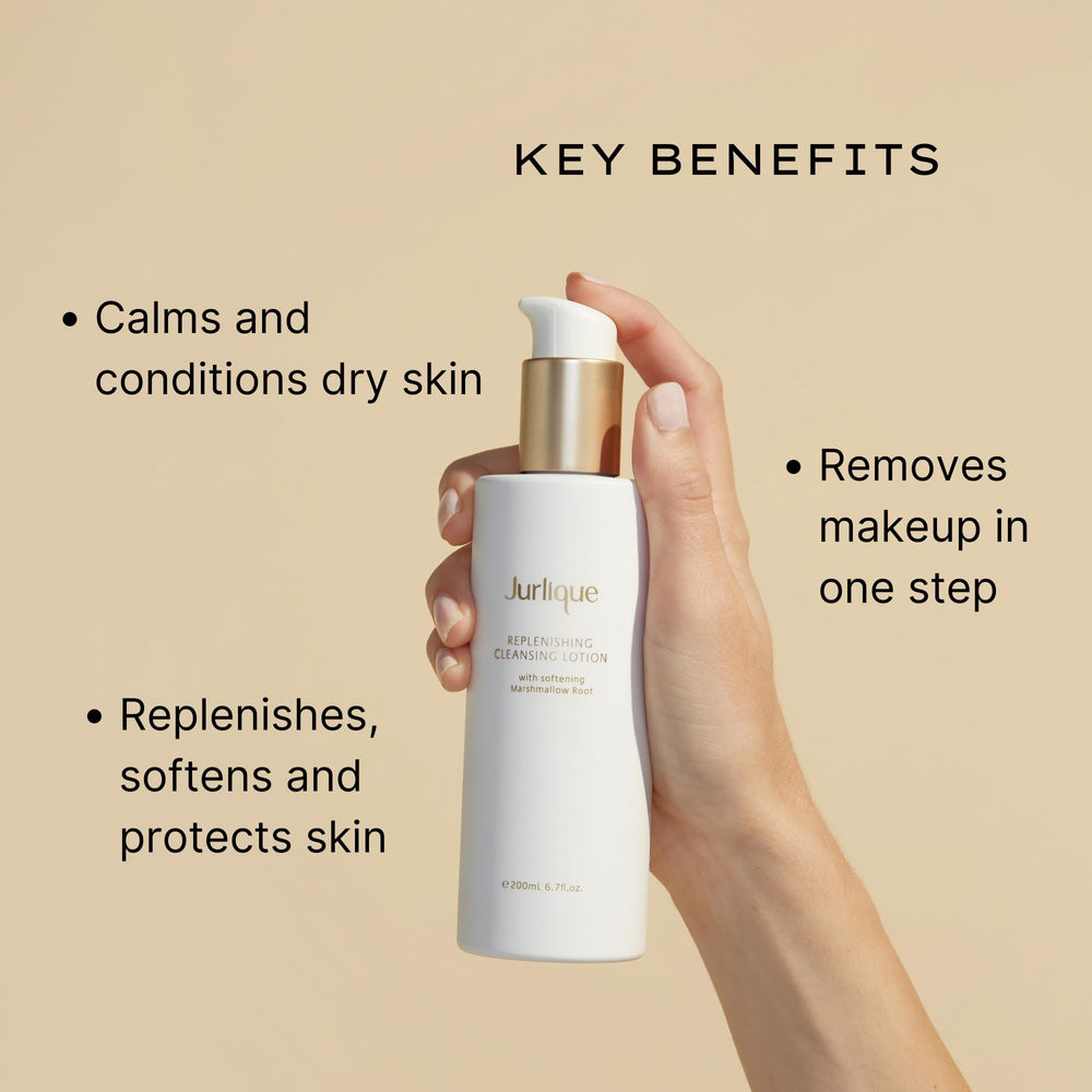 Jurlique Replenishing Face Cream Cleanser shows soft lather on skin during cleansing.
