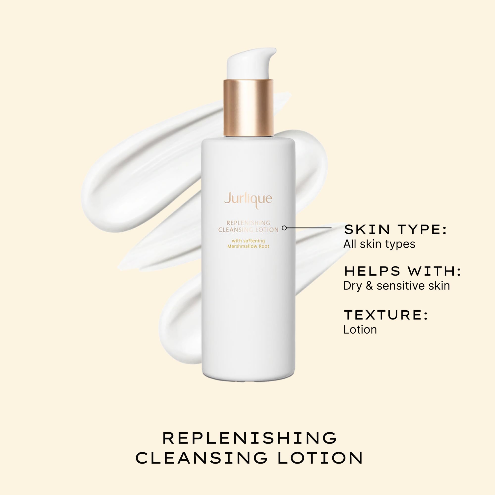 Jurlique Replenishing Face Cream Cleanser pump closeup highlights gentle makeup removal.