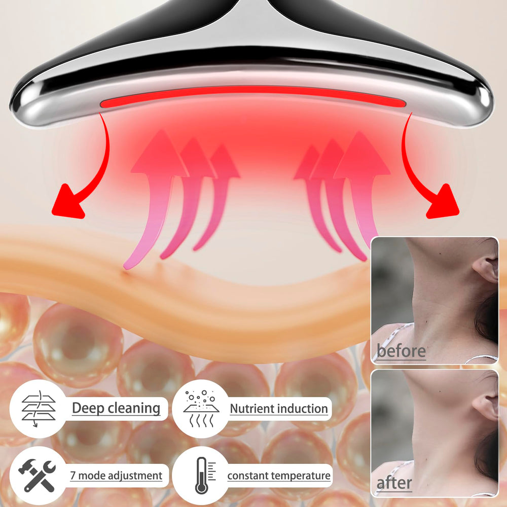 JURP face-neck massager in use aiding daily skin care routine.