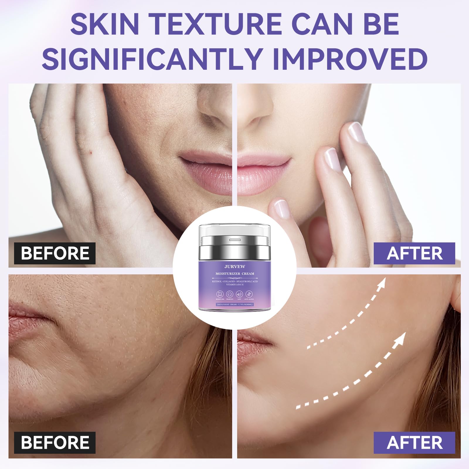 JURVEW day and night moisturizer quickly absorbs for all-day hydration.