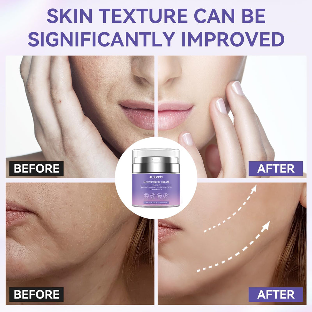 JURVEW day and night moisturizer quickly absorbs for all-day hydration.