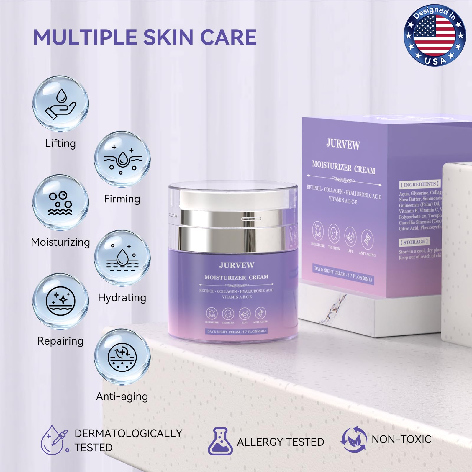 JURVEW neck collagen cream supports firmness and elasticity.